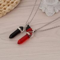 2Pcs Colorful Hexagonal Pointed Quartz Crystal Mutual Attraction Magnetic Heart Pendant Adjustable Necklace Friendship Couple