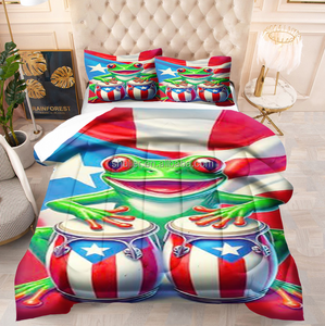 Couvre-lit <span class=keywords><strong>personnalisé</strong></span> avec drapeau de Porto Rico, ensemble de literie pour enfants, matelassé, adapté aux adolescents - Product Image 1