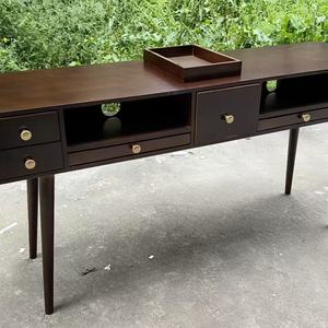 Top Selling Modern Retro Black Walnut Wood Nail Salon Furniture Portable Nail <b>Desk</b> Table Manicure Table - Product Image 5