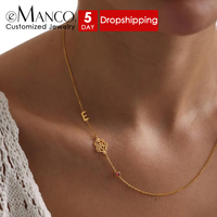 Collier EManco personnalisé avec pendentif lettre florale, chaîne en or, élégant, pour anniversaire, occasion spéciale, cadeau de bijoux pour les fêtes