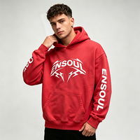 Fabricant de sweats à capuche streetwear personnalisés, en coton épais délavé aux enzymes, unisexe, coupe ample et carrée, avec impression sérigraphiée