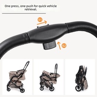 Poussette pliable rapide à 4 roues pour animaux de compagnie (chiens et chats de petite/moyenne taille) avec pare-soleil, frein à un pied et capacité de 30 kg – Idéale pour les voyages