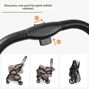 Passeggino Pieghevole a 4 Ruote per Cani e Gatti di Piccola/Media Taglia, Chiusura Rapida con Un Solo Tocco, Copertura Parasole, Freno a Pedale, Capacità 30kg, Ideale per Viaggi - Product Image 2