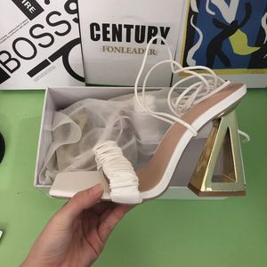 <b>Triangle</b> Fashion Sandalias Elegantes Long Strappy Square Toe 2025 Summer Heels for Women - Product Image 6