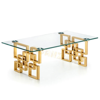 Meubles de salon, table basse en marbre, table basse en métal doré, table basse en argent, table basse en acier inoxydable, table basse en verre intelligent pour la maison/l'hôtel