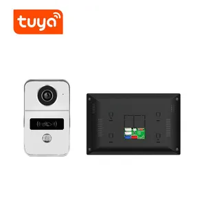 Dokunmatik ekran daire interkom sistemi mobil kontrol akıllı telefonuna 4 tel Wifi 7 inç monitör Tuya kapı interkom kilidini