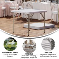 AJUNION Table d'événement pliante carrée en plastique Table de mariage blanche Table pliante portable pour l'intérieur et l'extérieur