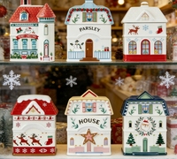 Ensemble de 6 pots à épices personnalisés en forme de village, cadeau de Noël personnalisable pour les assaisonnements de cuisine