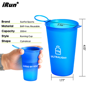 Vaso de Agua Plegable <span class=keywords><strong>IRun</strong></span> con Logotipo Personalizado, Vaso de Agua Ultraligero y Portátil de TPU para Ultramaratón - Product Image 2