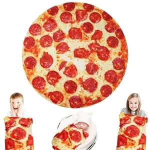 Comfortable Custom Novelty Giant Double Sided 80 Inches Food Tortilla Flannel Salami Throw Pizza Blanket For Kids