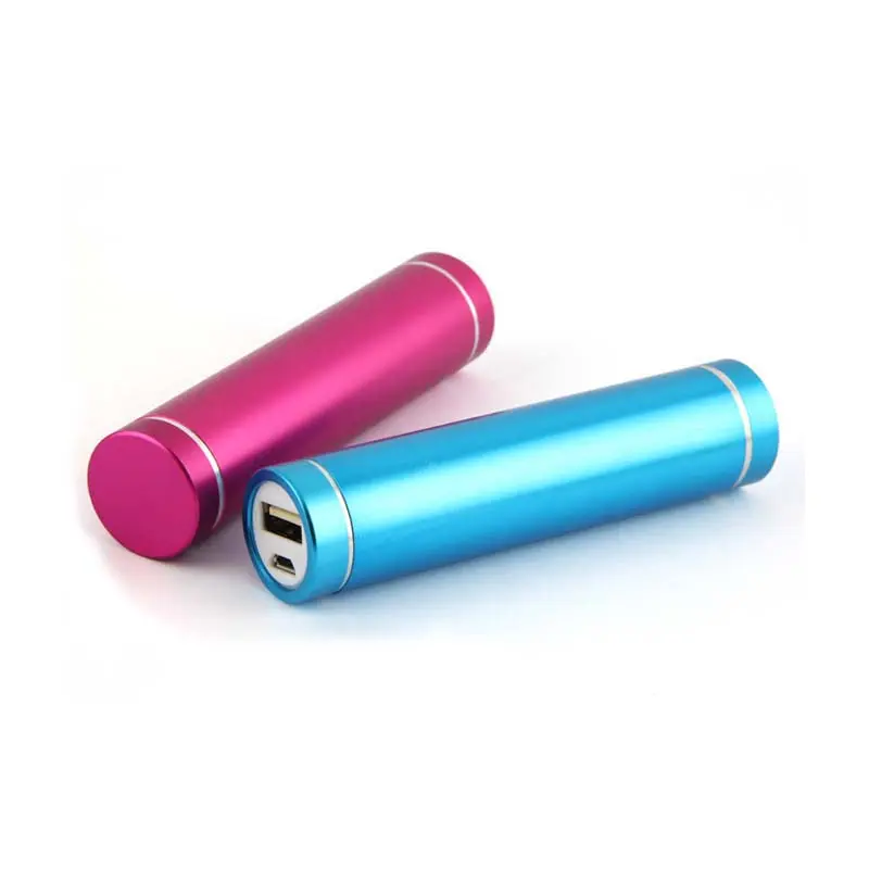 Wholesale Aluminum Alloy Mini Portable Charger tube cylinder shape power bank 2600mah battery charger