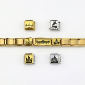 Bracelet DIY en acier inoxydable à motif architectural russe, extensible, détachable, accessoires modulaires italiens - Product Image 5