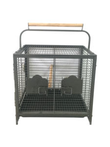 Toptan katı desen ferforje Metal evcil hayvan taşıyıcı küçük hayvanlar seyahat kafes kuşlar papağan tavşan seyahat ev kolu ile - Product Image 4