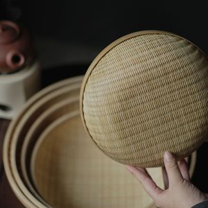 <b>Bamboo</b> Woven Baskets Round Handmade Storage Basket For Fruit Tea Utensils 1 Pc - Product Image 5