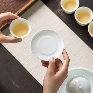 Posavasos de cerámica con diseño de pétalos de loto azul, almohadilla aislante térmica para juego de té Kung Fu, reutilizable - Product Image 4