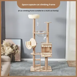 Hot-Selling Sechs-Schicht umwelt freundliche moderne Holz katze Klettergerüst Kratz baumhaus für erwachsene Katzen Katzenstreu Automatische Box - Product Image 3