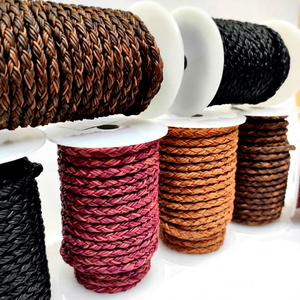 Latest Trendy 12 Ply Customized Color Antique Finish Leather Cord <b>Rope</b> Braided <b>Bracelet</b> Findings High Jewelry Components Bag - Product Image 1