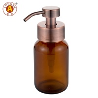 Botol Kaca Amber Buatan Pabrik Tipe Persegi Wadah 250Ml Botol Amber Pipih Sabun Cuci Tangan Dengan Pompa Busa Harga Bagus
