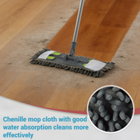 Serpillère plate extensible en gros avec tampon en chenille lavable et remplaçable pour le nettoyage des sols domestiques, hôteliers et commerciaux