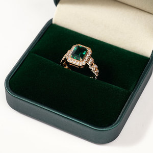 Caja de Anillos de Boda FANXI, Caja de Joyería de Terciopelo con Estampado Dorado, Empaque de Joyería de Lujo, Caja de Joyería Personalizada para Anillos de Diamantes - Product Image 4