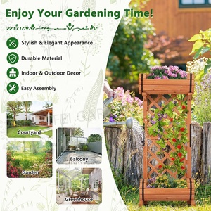 Jardinière en <span class=keywords><strong>treillis</strong></span> en <span class=keywords><strong>bois</strong></span> 2 niveaux Boîte à fleurs en tonneau de vin - Product Image 5