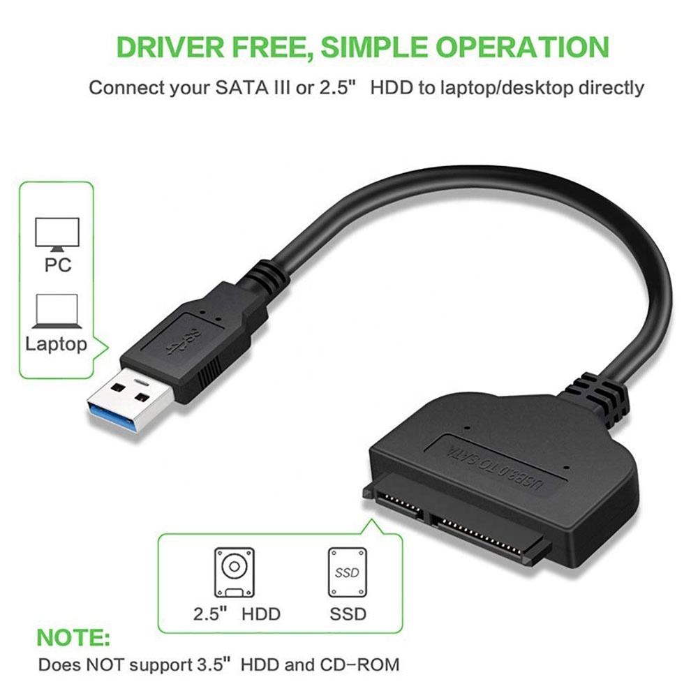 Doonjiey SATA to USB Cable USB 3.0 to SATA III Hard Driver Adapter Compatible for 2.5 inch HDD and SSD