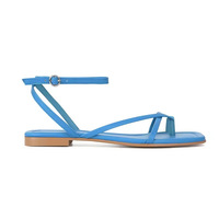 Sandales plates à lanières réglables pour femmes, style OEM/ODM, avec bride cheville, bout carré ouvert, fines lanières, boucle ajustable, pour l'été, la plage, décontractées, en microfibre douce