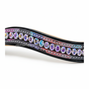 Cadena de diamantes de cristales redondos multicolor personalizada, banda de ceja de caballo de cuero acolchado con incrustaciones de canal vacío en tamaños completos de mazorca - Product Image 1