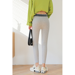 Gray Tight Mid Waist Vintage <strong>Thick</strong> Women's Outerwear 2026 Spring Autumn Stretchy Slim-Fit <strong>Leggings</strong> with Elastic <strong>Waistband</strong> - Product Image 5