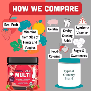 Gummies multivitaminées pour enfants OEM, saveur fraise bio, à base de plantes, 13 vitamines, 90 unités - Product Image 4