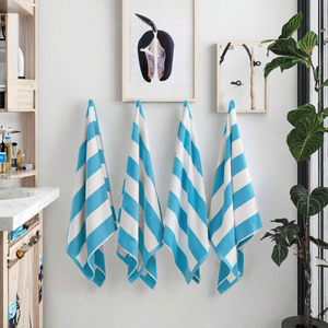 Striped Cotton Hand <b>Towels</b> Blue <b>White</b> Rectangle Woven Beach <b>Towel</b> Adult Use - Product Image 3