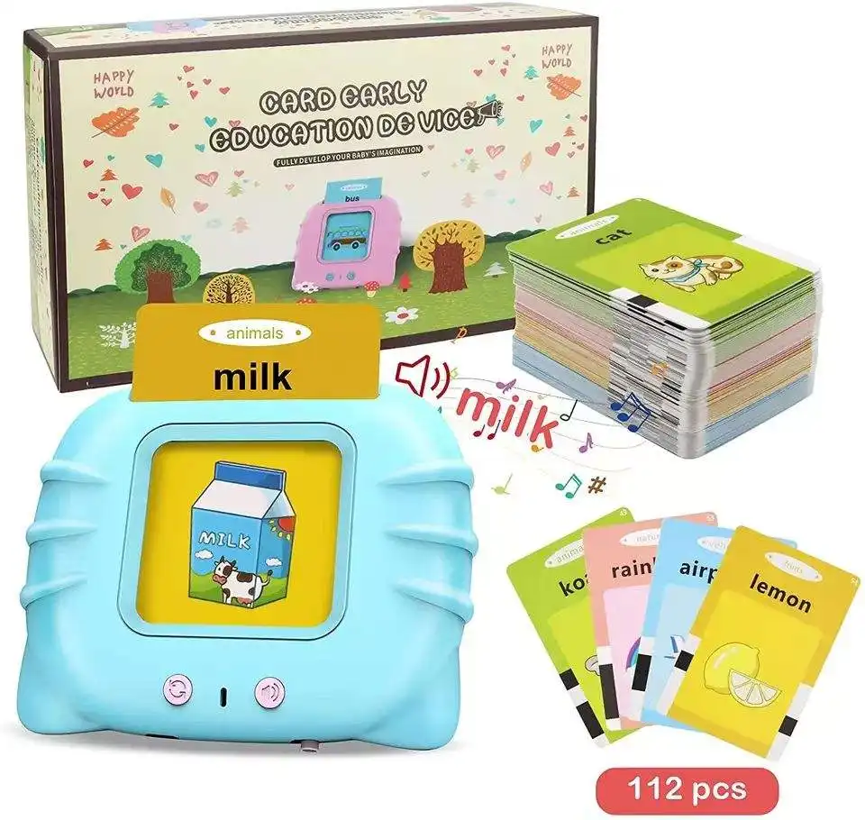 Gran oferta, máquina de terapia del habla de aprendizaje de inglés para niños en edad preescolar, palabras de juguete, tarjeta Flash parlante Montessori educativa