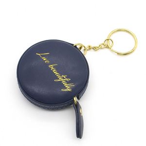 Custom Stamping Gold Color Logo 1.5meter 60inch PU <b>Leather</b> Measure Tape <b>Keychain</b> Portable Pocket Mini Tape Measuring Keyring - Product Image 1