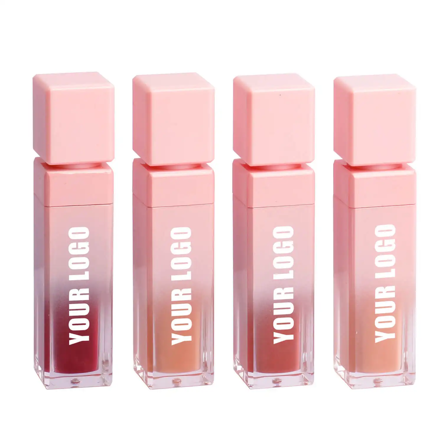 Shimmer Glossy Lipglos Custom Own Logo Beauty Makeup Gradual Pink Lip Gloss Tube Vegan Clear lipgloss