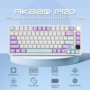 Nhà Máy Bán Buôn Ajazz Ak820 Pro 75% GGasket Gắn <span class=keywords><strong>Bluetooth</strong></span> 5.1/2.4G Không Dây & Loại C Có Dây Bàn Phím Cơ Khí - Product Image 2
