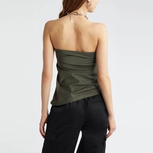 Stylish Women's Strapless Tube Top With Green Color Elegant Blouses & <b>Shirts</b> - Product Image 4