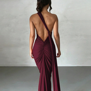 Customizável Mulheres's Casual Vestidos Elegante Sexy Backless Queue Long Dress Lace Decoração Strapless Decote Doce Fabricante - Product Image 4