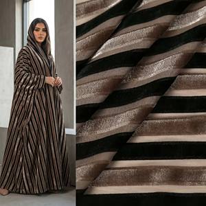 <span class=keywords><strong>Tissu</strong></span> en velours rayé extensible dans les quatre sens, bicolore, avec Lurex métallique, en polyester et élasthanne, <span class=keywords><strong>pour</strong></span> robes et abayas - Product Image 1