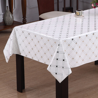 Nappe en PVC RNPT avec motif à carreaux répétitifs et support en tissu pour tables à manger