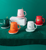 NOUVEAU Coussin chauffant électrique thermostatique Tasses à café et à thé en porcelaine Céramique Chargement USB Tasse chauffante intelligente avec cuillère chauffante