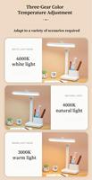 Lampe de bureau LED pliable à commande tactile avec 3 températures de couleur, gradation progressive, lampe de table pour l'étude et la lecture