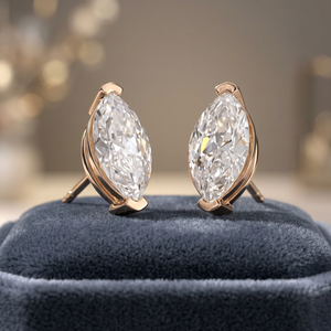 Boucles d'oreilles clous en moissanite taille marquise, ovales, à quatre griffes, pierres précieuses blanches, pour mariage, fête, cadeau - Product Image 3