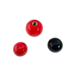 Manijas de bola de baquelita, máquina de mango de color personalizado negro y rojo, perillas de mango roscadas de latón hembra, accesorios de torno