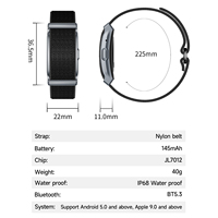 Bracelet intelligent d'usine sans écran avec moniteur de fréquence cardiaque, VRC, oxygène sanguin, sommeil et stress, fonction de localisation de téléphone, contrôle de la caméra et rappel de messages