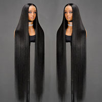 Perruque en cheveux humains naturels indiens Remy, transparente HD, de 30 pouces, avec dentelle frontale, lisse, sans colle, pré-épilée, pour femmes noires, vente en gros