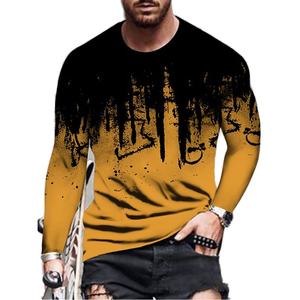 Camiseta Casual de Manga Larga con Degradado Personalizada de Fábrica para Hombre, 100% Algodón, Tejida, Transpirable, Nuevo Diseño Sólido de Primavera - Product Image 4