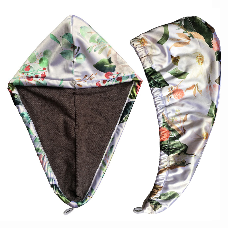 Terry Microfiber Hair Towel Silk Satin