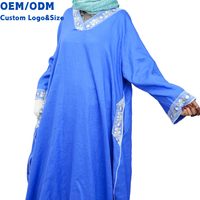 Robe Abaya en lin mélangé à col en V brodée de fleurs, respirante, grande taille, pour femmes musulmanes, de qualité supérieure, pour l'Aïd à Dubaï
