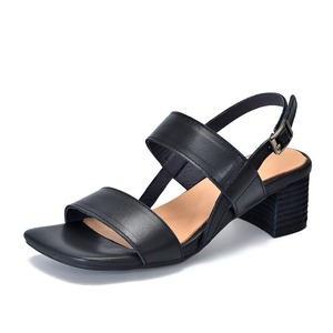 Sandalias para mujer, tacones gruesos de verano, de cuero genuino, con punta abierta, tacones altos, elegantes, con hebillas ajustables, zapatos cómodos para mujer - Product Image 1