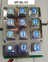 Clavier métallique à rétroéclairage LED basse consommation, matrice 3x4 avec circuit imprimé